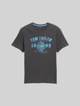 TOM TAILOR Herren T-Shirt mit Logo-Print, schwarz, Uni – Bild 3