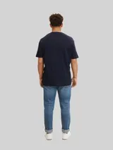 TOM TAILOR Herren Plus - T-Shirt mit Logo Print, blau, Uni – Bild 5