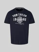 TOM TAILOR Herren Plus - T-Shirt mit Logo Print, blau, Uni – Bild 3
