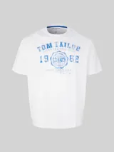 TOM TAILOR Herren Plus - T-Shirt mit Logo Print, weiß, Uni – Bild 3