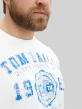 TOM TAILOR Herren Plus - T-Shirt mit Logo Print, weiß, Uni – Bild 6