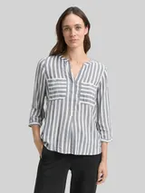 TOM TAILOR Damen Gestreifte Bluse mit Taschen, blau, Gestreift – Bild 4