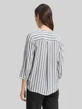 TOM TAILOR Damen Gestreifte Bluse mit Taschen, blau, Gestreift – Bild 5