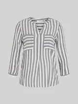 TOM TAILOR Damen Gestreifte Bluse mit Taschen, blau, Gestreift – Bild 3