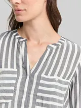 TOM TAILOR Damen Gestreifte Bluse mit Taschen, blau, Gestreift – Bild 6