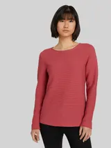 TOM TAILOR Damen Strickpullover mit Rundhalsausschnitt, rot, Uni – Bild 4