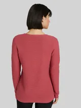 TOM TAILOR Damen Strickpullover mit Rundhalsausschnitt, rot, Uni – Bild 5
