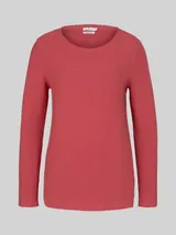 TOM TAILOR Damen Strickpullover mit Rundhalsausschnitt, rot, Uni – Bild 3