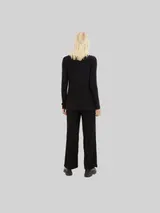 TOM TAILOR Damen Strickpullover aus Baumwolle, schwarz, Uni – Bild 5