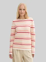 TOM TAILOR Damen Strickpullover aus Baumwolle, orange, Gemustert – Bild 4