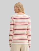 TOM TAILOR Damen Strickpullover aus Baumwolle, orange, Gemustert – Bild 5