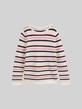 TOM TAILOR Damen Strickpullover aus Baumwolle, rosa, Gestreift – Bild 3