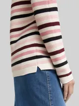 TOM TAILOR Damen Strickpullover aus Baumwolle, rosa, Gestreift – Bild 6