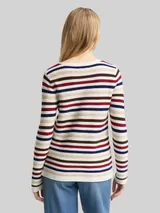 TOM TAILOR Damen Strickpullover aus Baumwolle, rot, Gestreift – Bild 5