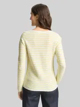 TOM TAILOR Damen Strickpullover aus Baumwolle, gelb, Gestreift – Bild 5