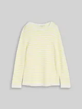 TOM TAILOR Damen Strickpullover aus Baumwolle, gelb, Gestreift – Bild 3