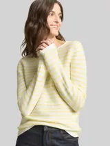 TOM TAILOR Damen Strickpullover aus Baumwolle, gelb, Gestreift – Bild 6