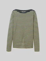 TOM TAILOR DENIM Damen Langarmshirt mit Streifenmuster, grün, Gestreift – Bild 3