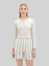 TOM TAILOR Damen Langarmshirt mit Turn-Up-Funktion, grau, Gestreift – Bild 4