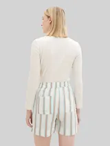 TOM TAILOR Damen Langarmshirt mit Turn-Up-Funktion, grau, Gestreift – Bild 5