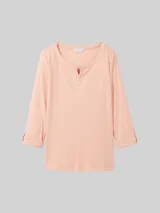 TOM TAILOR Damen Langarmshirt mit Turn-Up-Funktion, orange, Uni – Bild 3