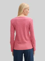 TOM TAILOR Damen Langarmshirt mit Turn-Up-Funktion, rot, Meliert – Bild 5