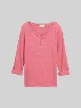 TOM TAILOR Damen Langarmshirt mit Turn-Up-Funktion, rot, Meliert – Bild 3