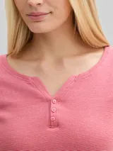 TOM TAILOR Damen Langarmshirt mit Turn-Up-Funktion, rot, Meliert – Bild 6