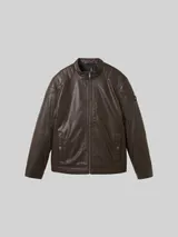 TOM TAILOR Herren Bikerjacke aus Kunstleder, braun, Uni – Bild 3