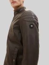 TOM TAILOR Herren Bikerjacke aus Kunstleder, braun, Uni – Bild 6