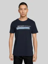 TOM TAILOR DENIM Herren T-Shirt mit Bio-Baumwolle, blau, Uni – Bild 4