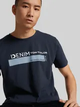 TOM TAILOR DENIM Herren T-Shirt mit Bio-Baumwolle, blau, Uni – Bild 6