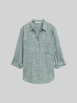 TOM TAILOR Damen Bluse mit Brusttaschen, grün, Uni – Bild 3