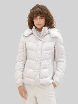 TOM TAILOR Damen Pufferjacke mit recyceltem Polyester, grau, Uni – Bild 4