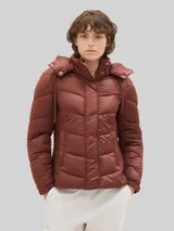 TOM TAILOR Damen Pufferjacke mit recyceltem Polyester, braun, Uni – Bild 4
