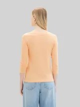 TOM TAILOR Damen Longsleeve mit 3/4-Arm aus Baumwolle, orange, Uni – Bild 5