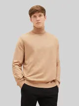 TOM TAILOR Herren Strickpullover mit Rollkragen, braun, Meliert – Bild 4