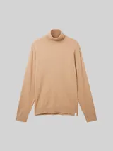TOM TAILOR Herren Strickpullover mit Rollkragen, braun, Meliert – Bild 3