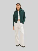 TOM TAILOR DENIM Damen Strickjacke mit recyceltem Polyester, grün, Meliert – Bild 6