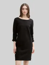 TOM TAILOR DENIM Damen Mini-Kleid mit 3/4 Arm, schwarz, Uni – Bild 4