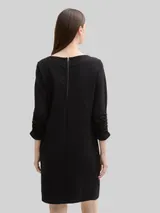 TOM TAILOR DENIM Damen Mini-Kleid mit 3/4 Arm, schwarz, Uni – Bild 5