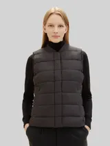 TOM TAILOR Damen Lightweight Weste, schwarz, Uni – Bild 3