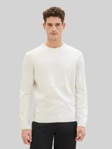 TOM TAILOR Herren Basic Strickpullover aus Baumwolle, weiß, Uni – Bild 4