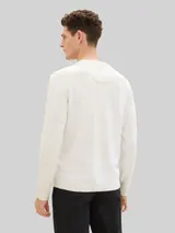 TOM TAILOR Herren Basic Strickpullover aus Baumwolle, weiß, Uni – Bild 5