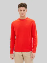 TOM TAILOR Herren Basic Strickpullover aus Baumwolle, rot, Uni – Bild 4