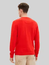 TOM TAILOR Herren Basic Strickpullover aus Baumwolle, rot, Uni – Bild 5
