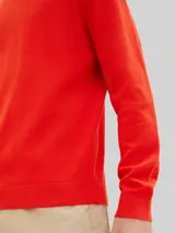 TOM TAILOR Herren Basic Strickpullover aus Baumwolle, rot, Uni – Bild 6