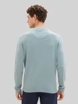 TOM TAILOR Herren Basic Strickpullover aus Baumwolle, blau, Uni – Bild 5