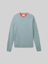TOM TAILOR Herren Basic Strickpullover aus Baumwolle, blau, Uni – Bild 3