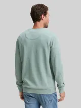 TOM TAILOR Herren Basic Strickpullover aus Baumwolle, grün, Meliert – Bild 5